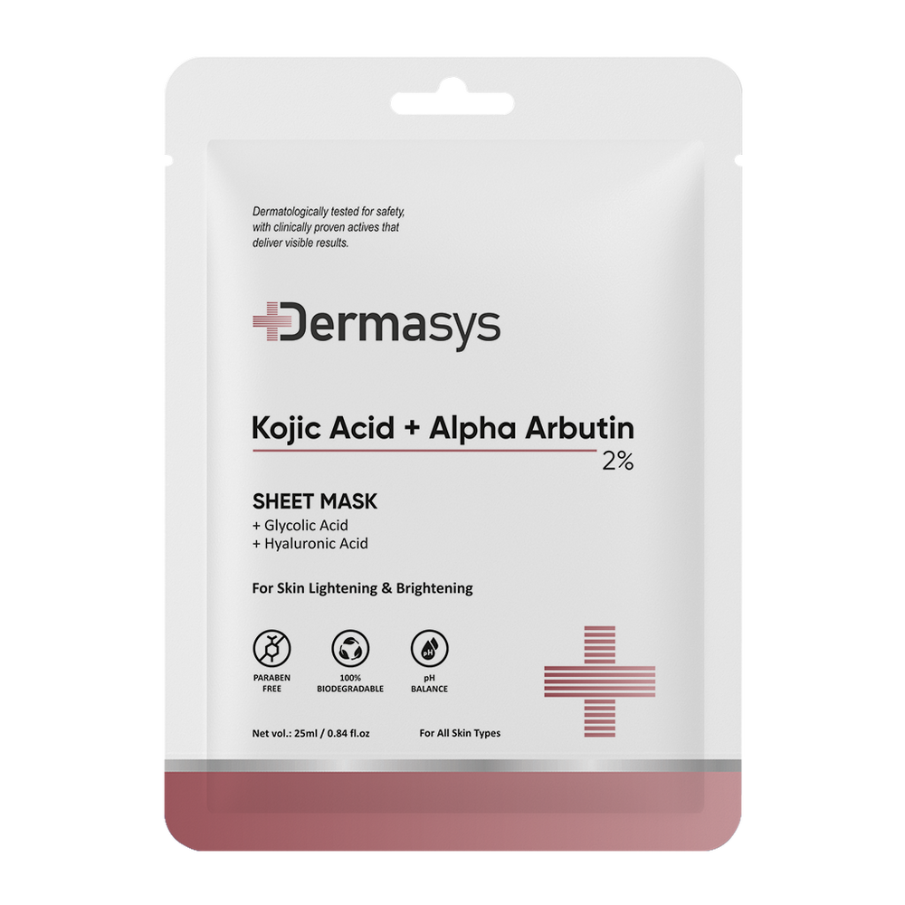 Kojic Acid + Alpha Arbutin Sheet Mask for pigmentation and dark spots