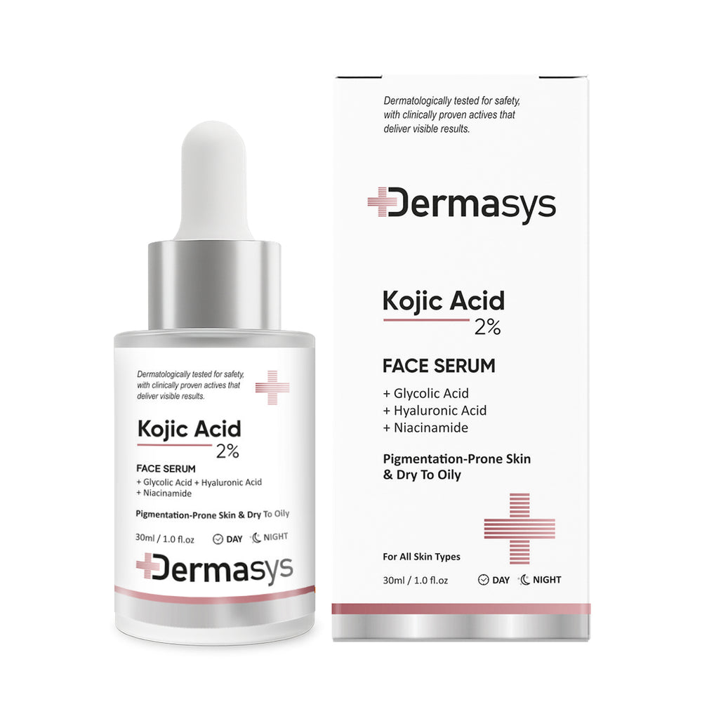 Dermasys Kojic Acid Face Serum with 2% Kojic Acid, Niacinamide, and Hyaluronic Acid for dark spots, pigmentation, and uneven skin tone