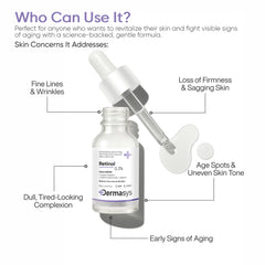 Gentle 0.3 percent Dermasys retinol serum for beginners to build skin tolerance safely.