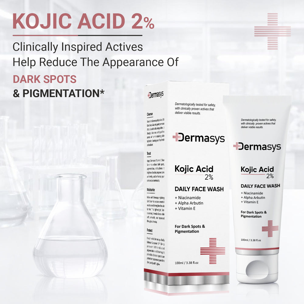 Dermasys 2% Kojic Acid Face Wash 100ml for dark spots and pigmentation