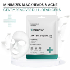 Dermasys AHA BHA Sheet Mask with Glycolic Acid 25ml for pore cleansing and exfoliation