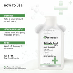 Dermasys clarifying salicylic acid cleanser for blemishes and breakouts
