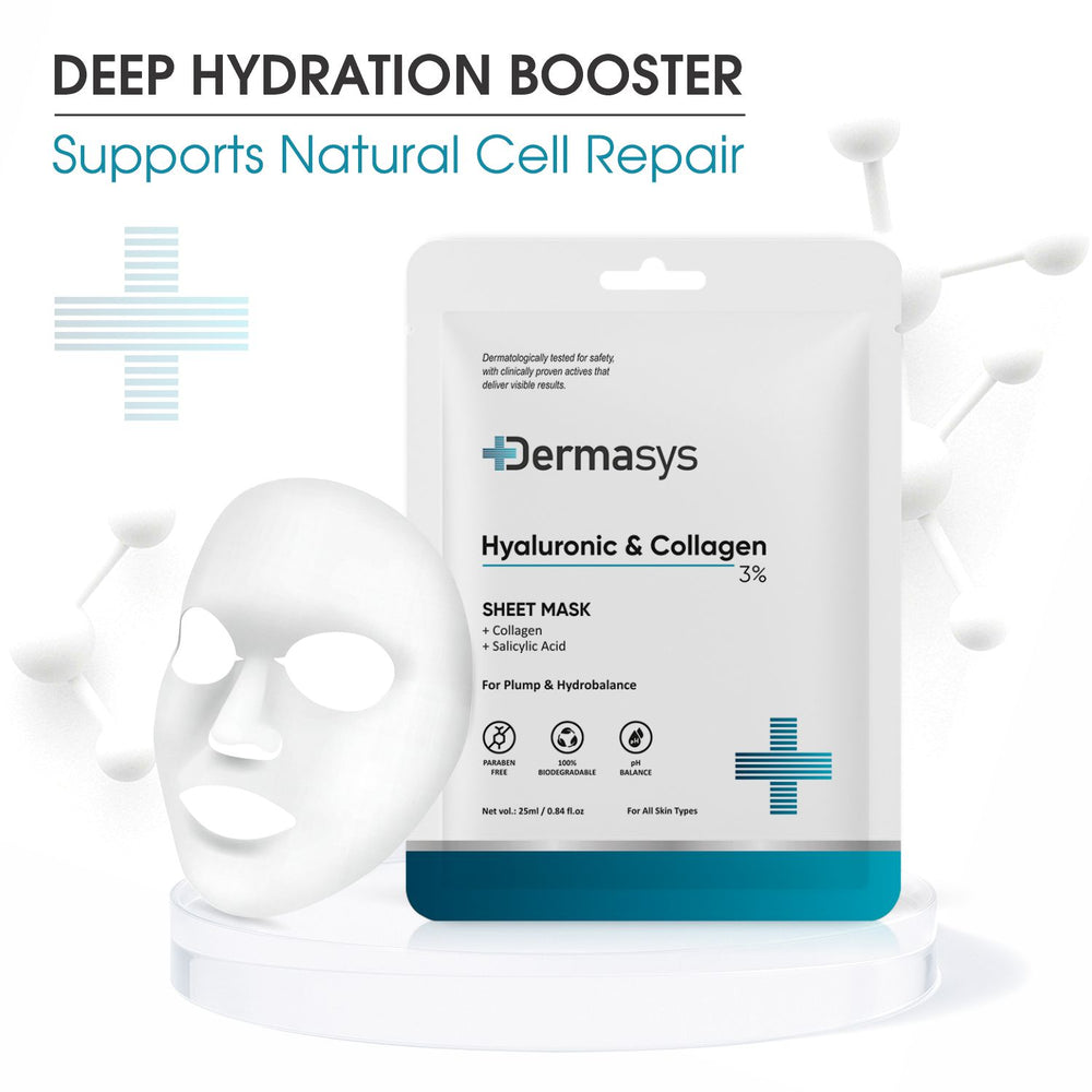Dermasys Hyaluronic Collagen Sheet Mask 25ml for deep hydration and plump skin