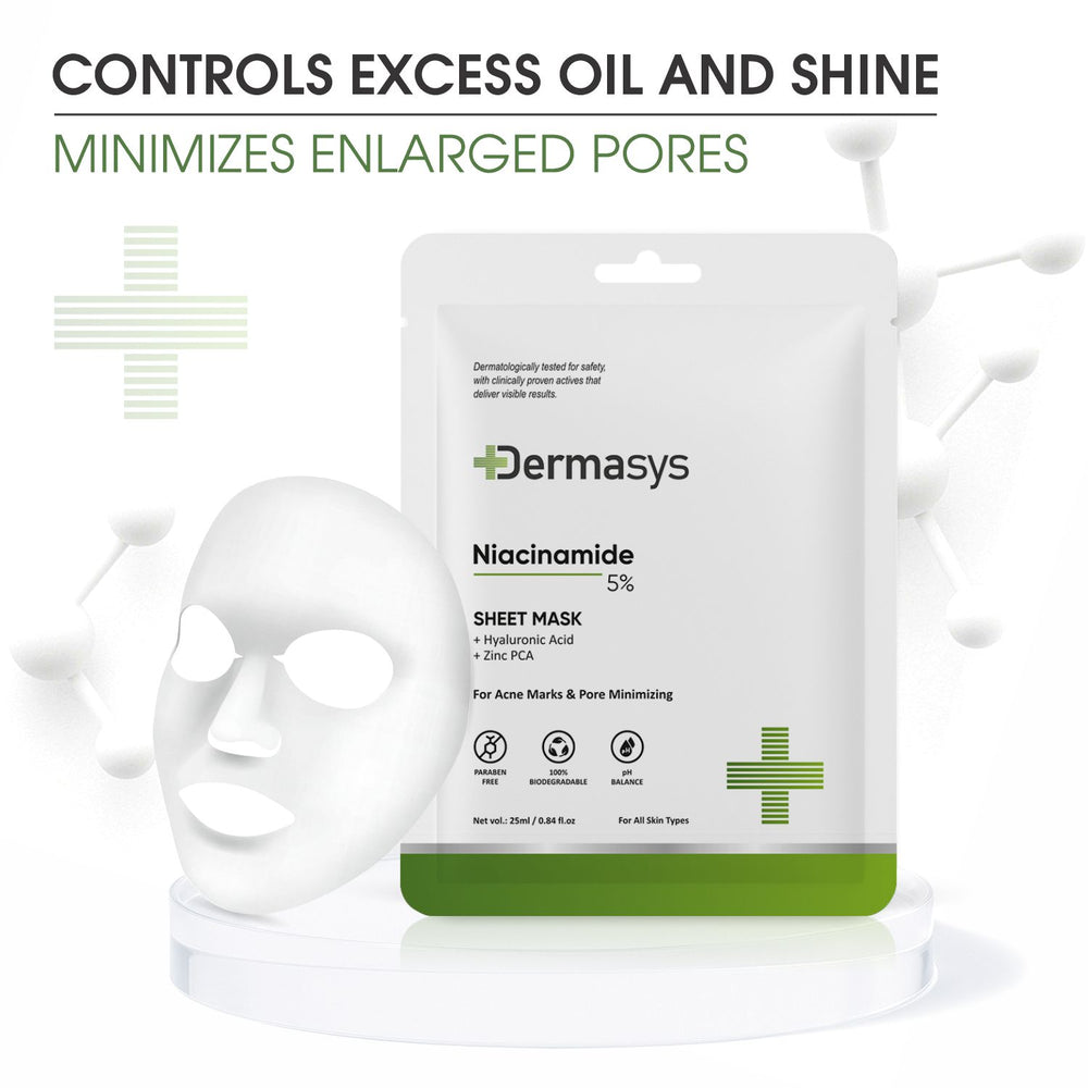 Dermasys Niacinamide Sheet Mask for a natural glowing skin and instant hydration boost.