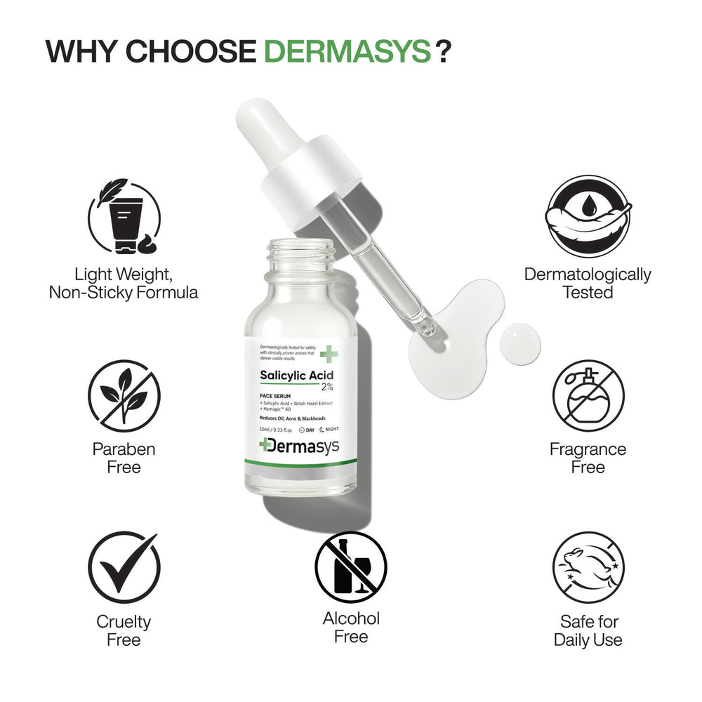 Dermasys Salicylic Acid Face Serum for men and women with oily and acne-prone skin