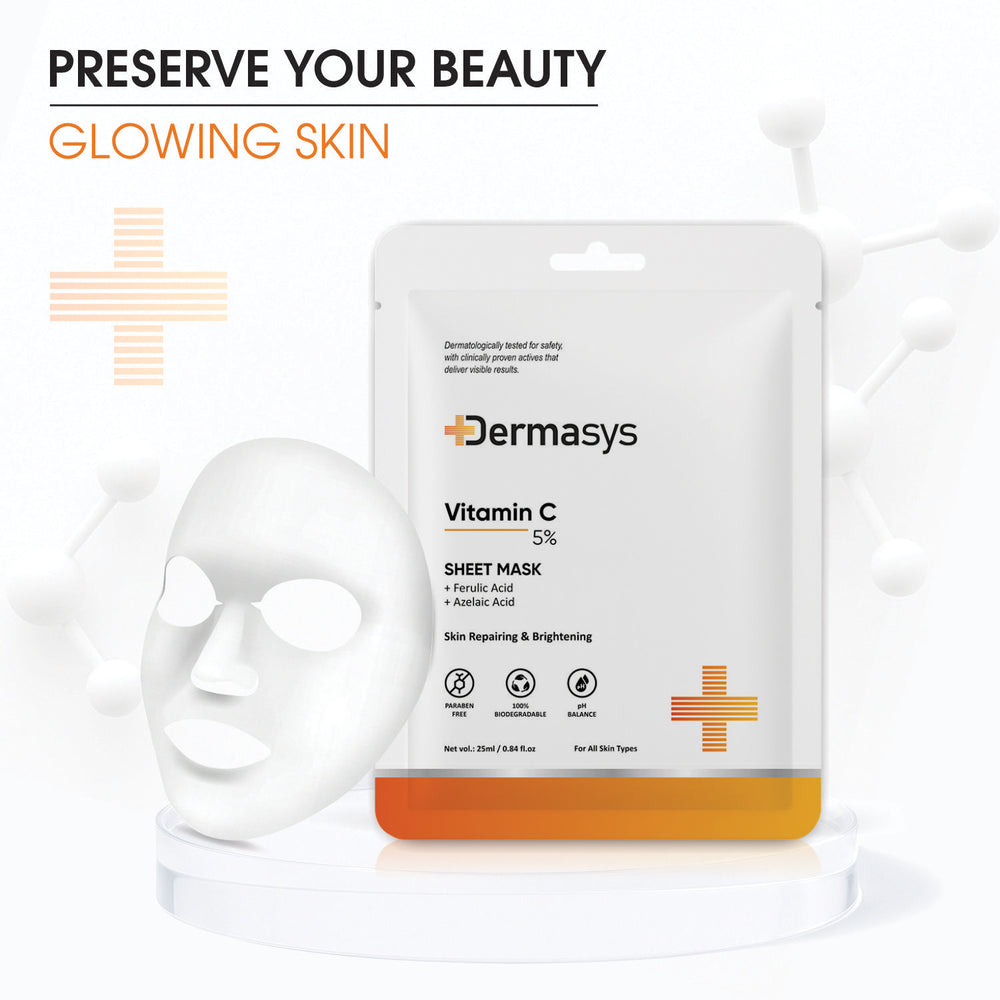 Dermasys Vitamin C Face Sheet Mask 25ml for brightening and glowing skin