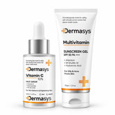 Dermasys Vitamin C Serum and SPF 50+ Sunscreen Combo for bright and protected skin