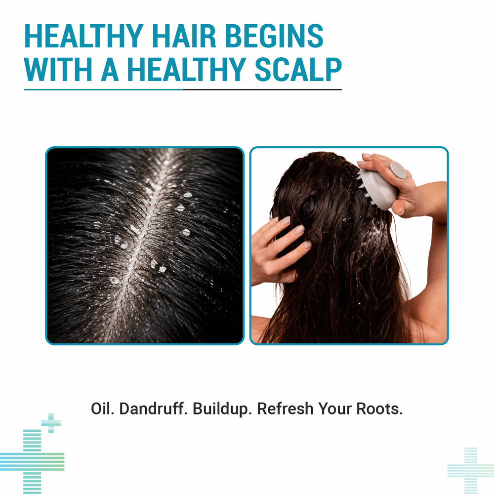 Scalp scrubber for dandruff, excess oil, flakes and product buildup removal during hair wash