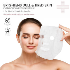 Dermasys glowing skin sheet mask with kojic acid and alpha arbutin for evening out uneven skin tone.