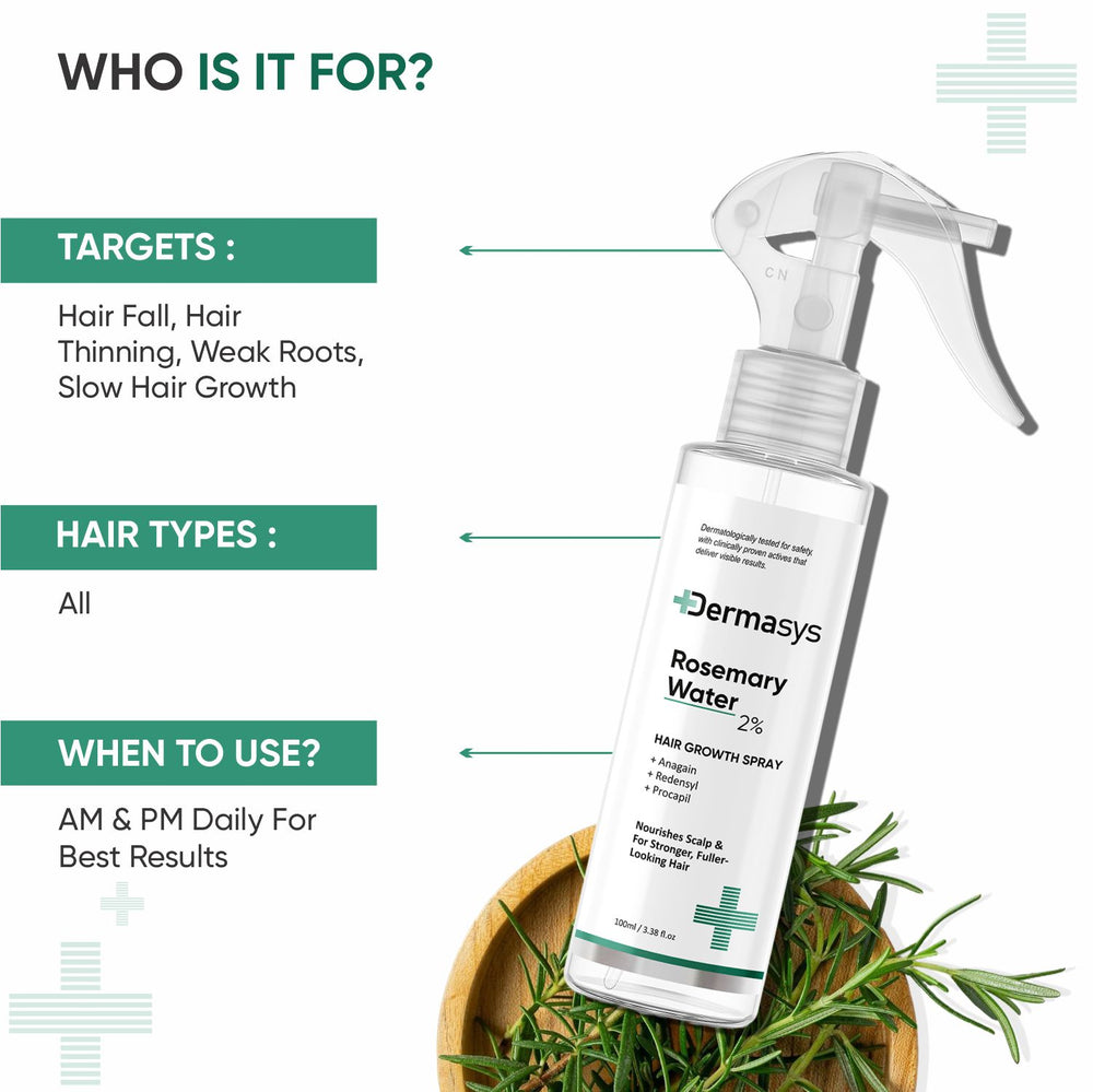Rosemary Hair Spray for hair fall control and stronger roots – Dermasys 100ml