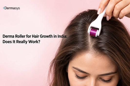 Dermasys 0.5 mm derma roller being used on the scalp for hair growth