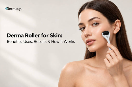 Derma roller for skin showing benefits, uses, results and how microneedling works for acne scars, pores and skin texture