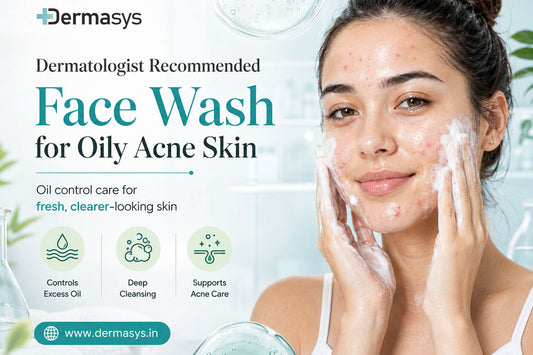  Dermatologist recommended face wash for oily acne skin by Dermasys with oil control cleansing and acne-prone skin care concept