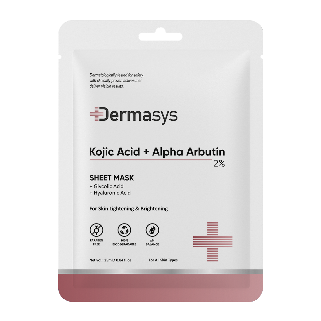 Kojic Acid + Alpha Arbutin Sheet Mask for pigmentation and dark spots