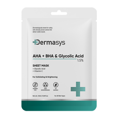 AHA BHA Sheet Mask with Glycolic Acid for pore cleansing and exfoliation