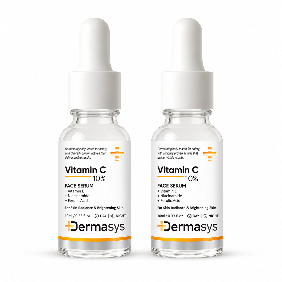 Dermasys Vitamin C face serum duo pack of 2, 10ml day and night serum combo