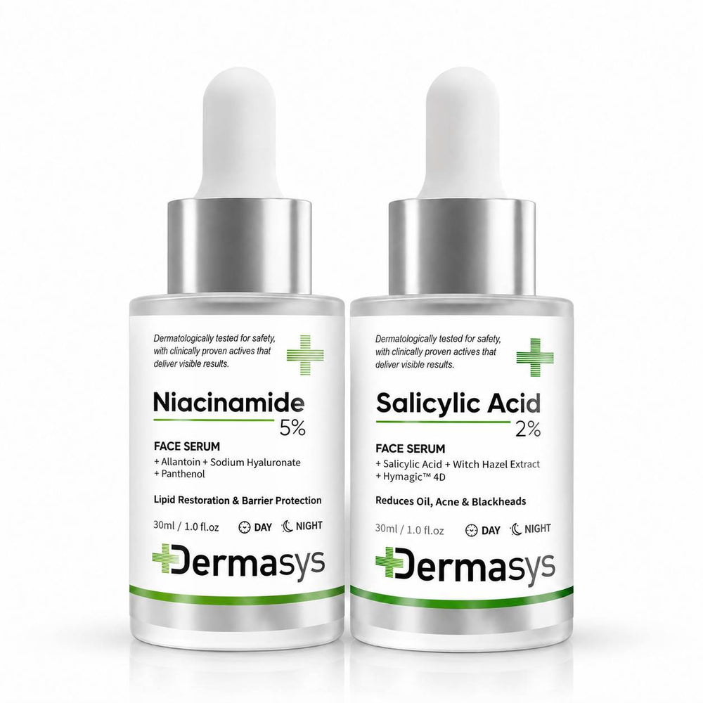 Dermasys Niacinamide 5% and Salicylic Acid 2% serum combo for acne-prone and oily skin