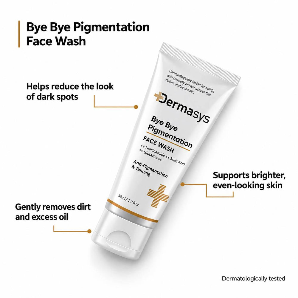 Dermasys Bye Bye Pigmentation face wash 30ml with niacinamide, kojic acid and glutathione for dark spots