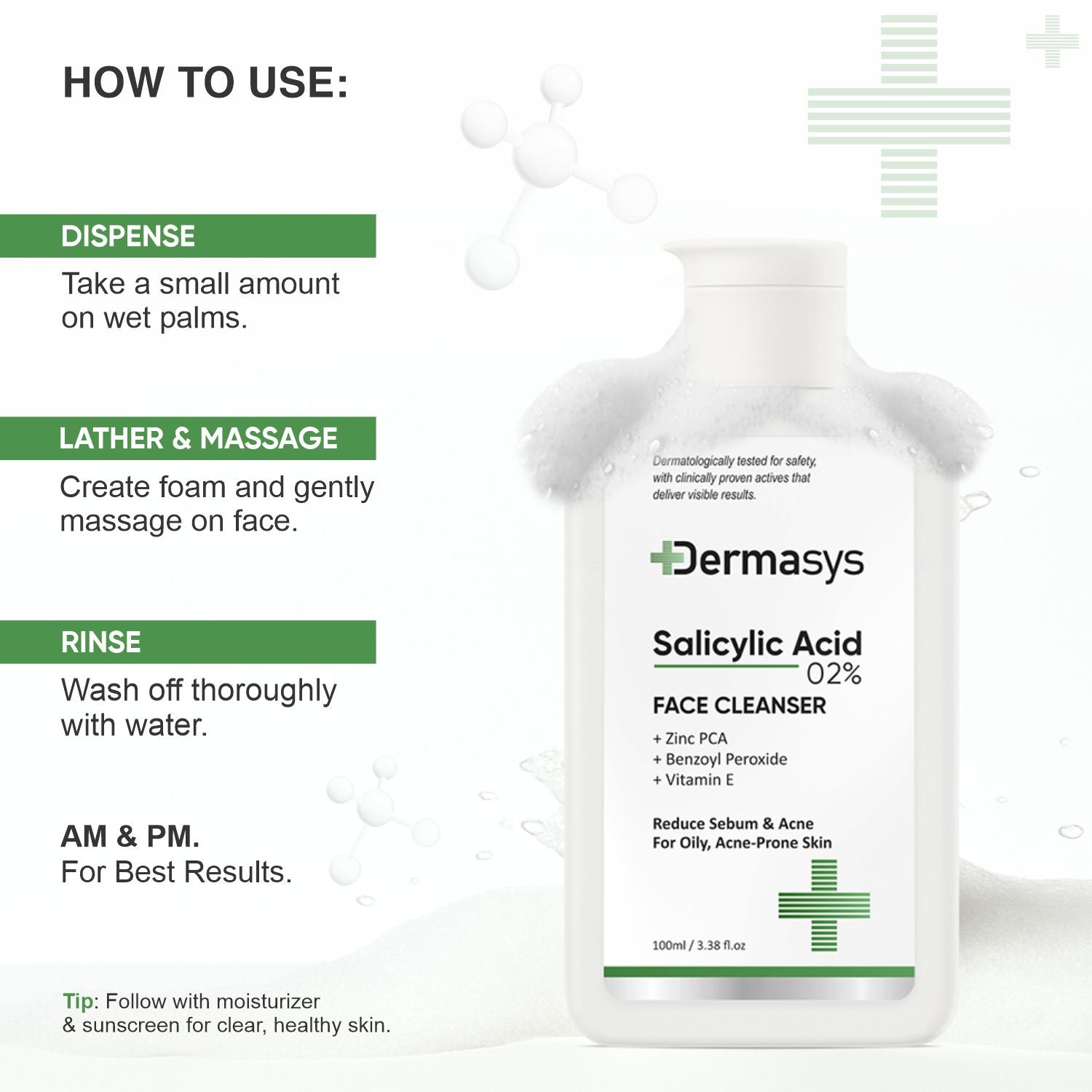 Dermasys clarifying salicylic acid cleanser for blemishes and breakouts