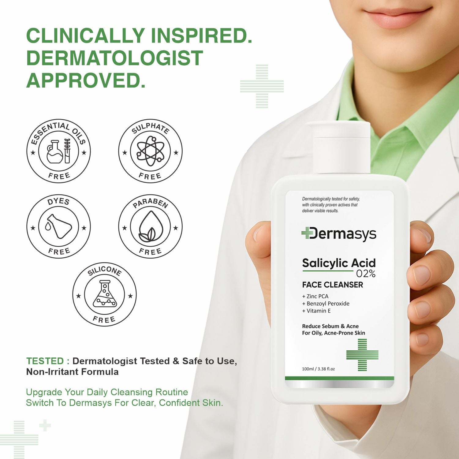 Gentle salicylic acid face cleanser by Dermasys – suitable for everyday use