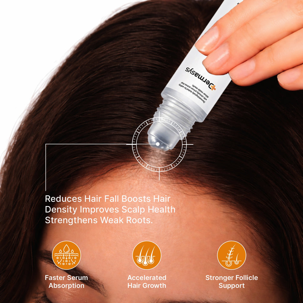 Hair growth serum for thinning hair roll on by Dermasys for thicker and fuller hair