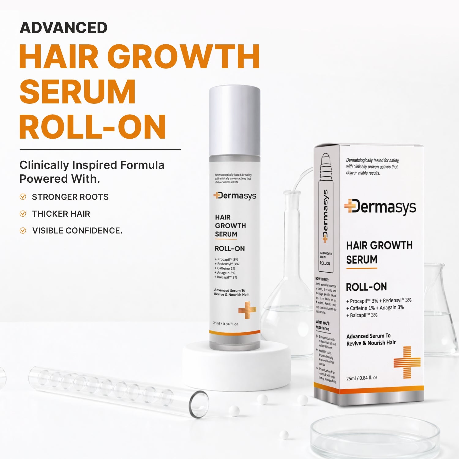 Dermasys hair growth serum roll on for hair regrowth and anti hair fall treatment