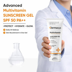 Dermasys Multivitamin SPF 50 PA+++ Sunscreen Gel with UVA UVB protection for face lightweight non greasy sun protection