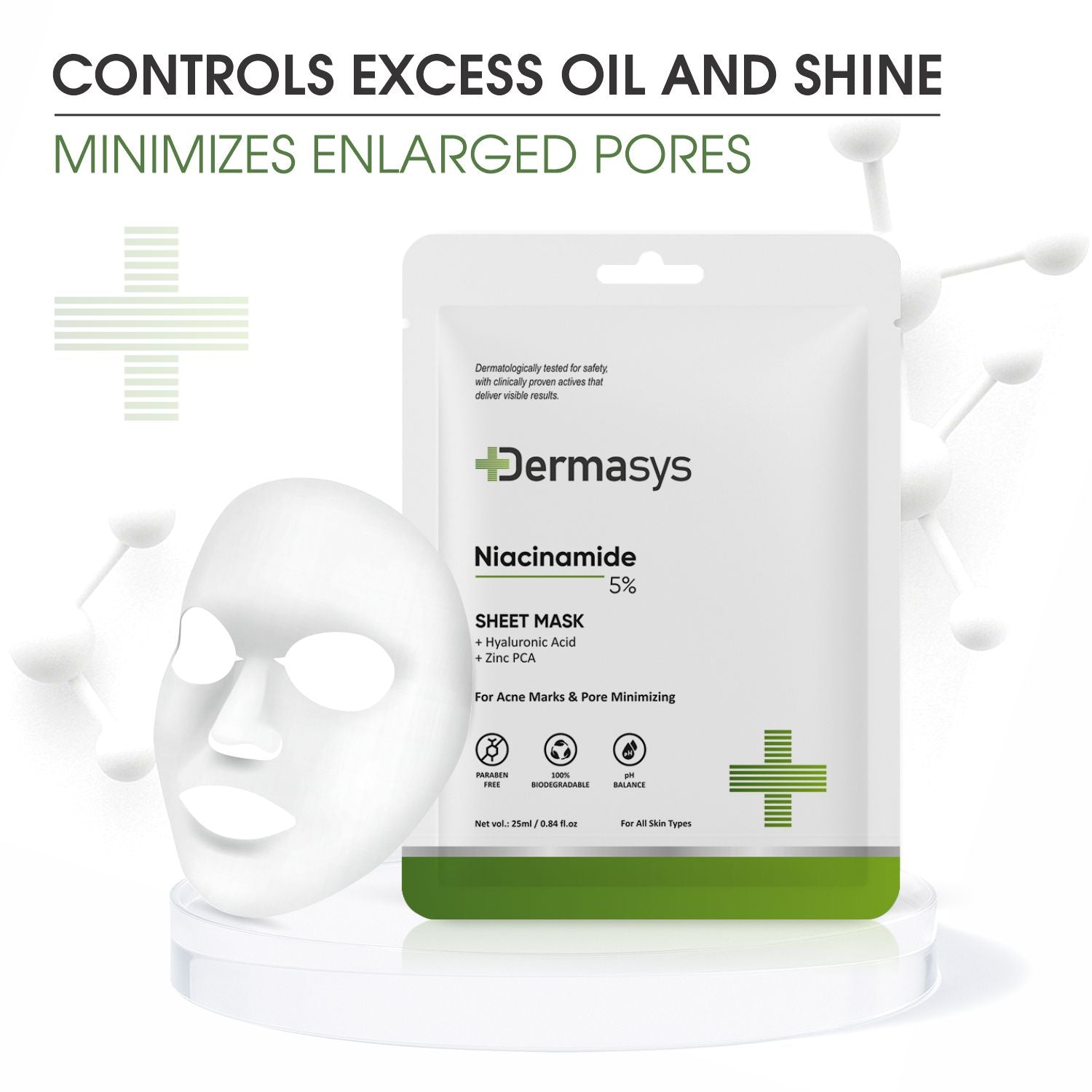 Dermasys Niacinamide Sheet Mask for a natural glowing skin and instant hydration boost.