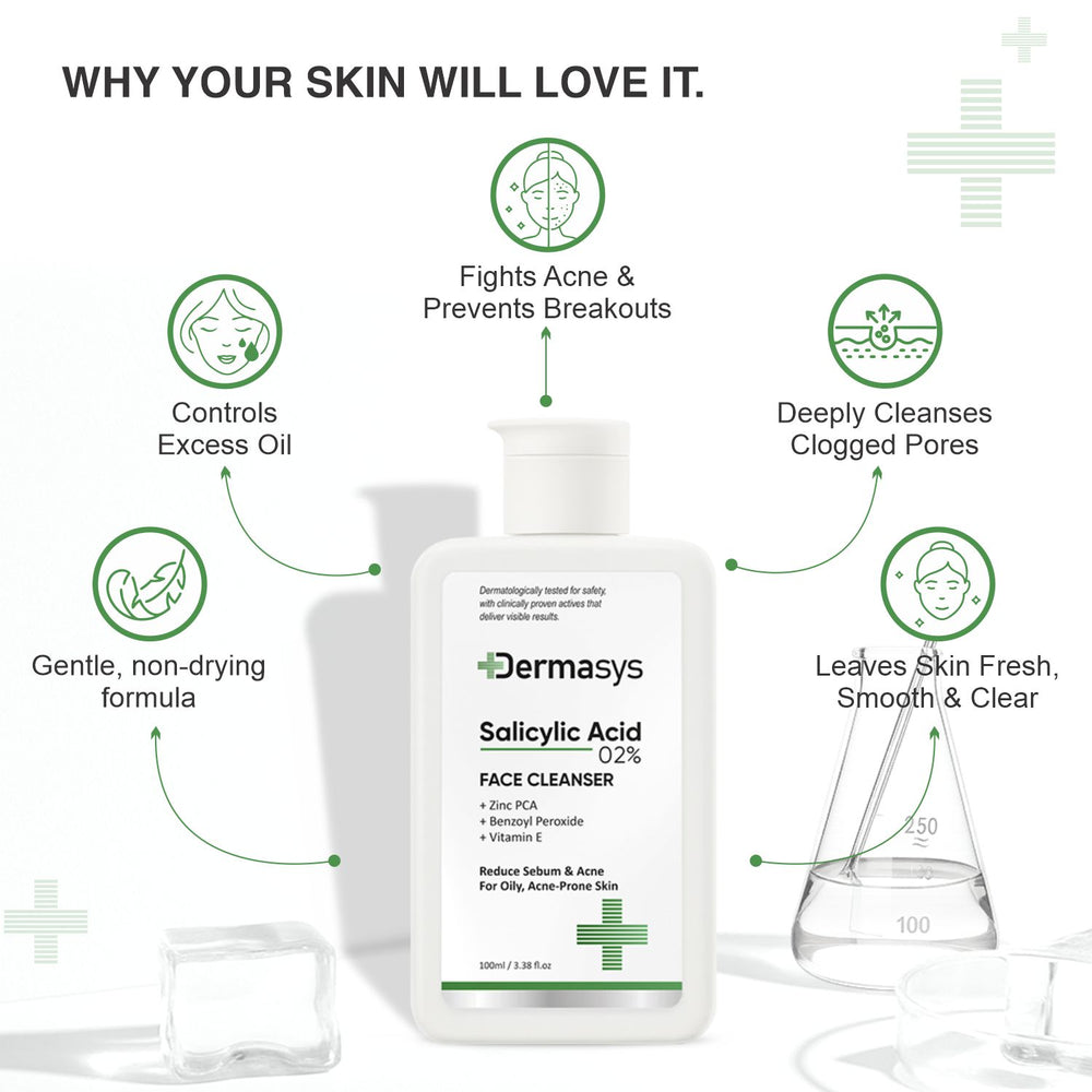 Dermasys oil control salicylic acid face wash for clear, glowing skin
