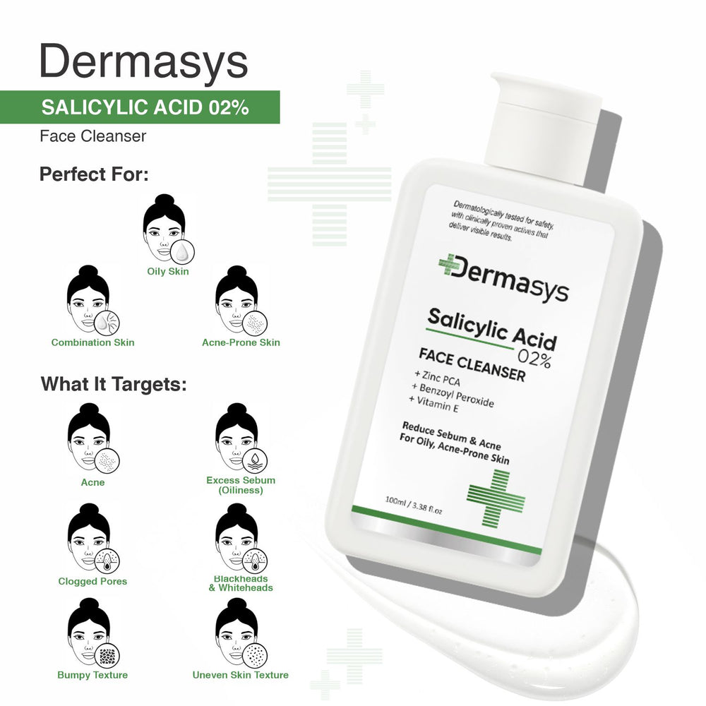 Dermasys salicylic acid cleanser for acne, blackheads removal and oil control