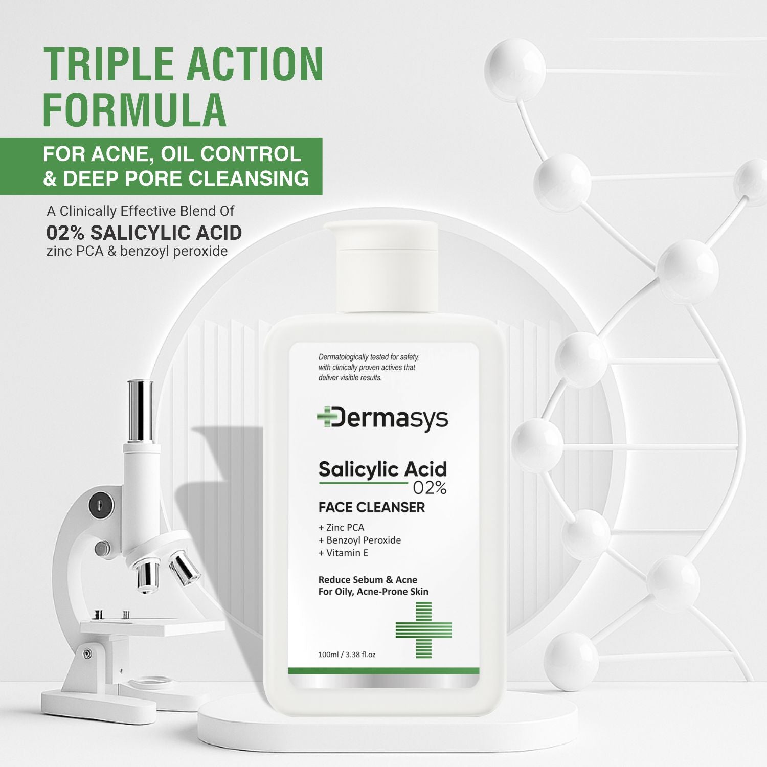 Dermasys salicylic acid face cleanser for deep cleaning and acne-prone skin