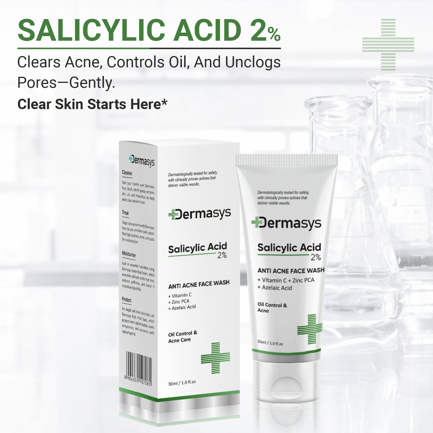 derma salicylic acid face wash for acne oily skin pimples blackheads oil control deep pore cleansing face cleanser