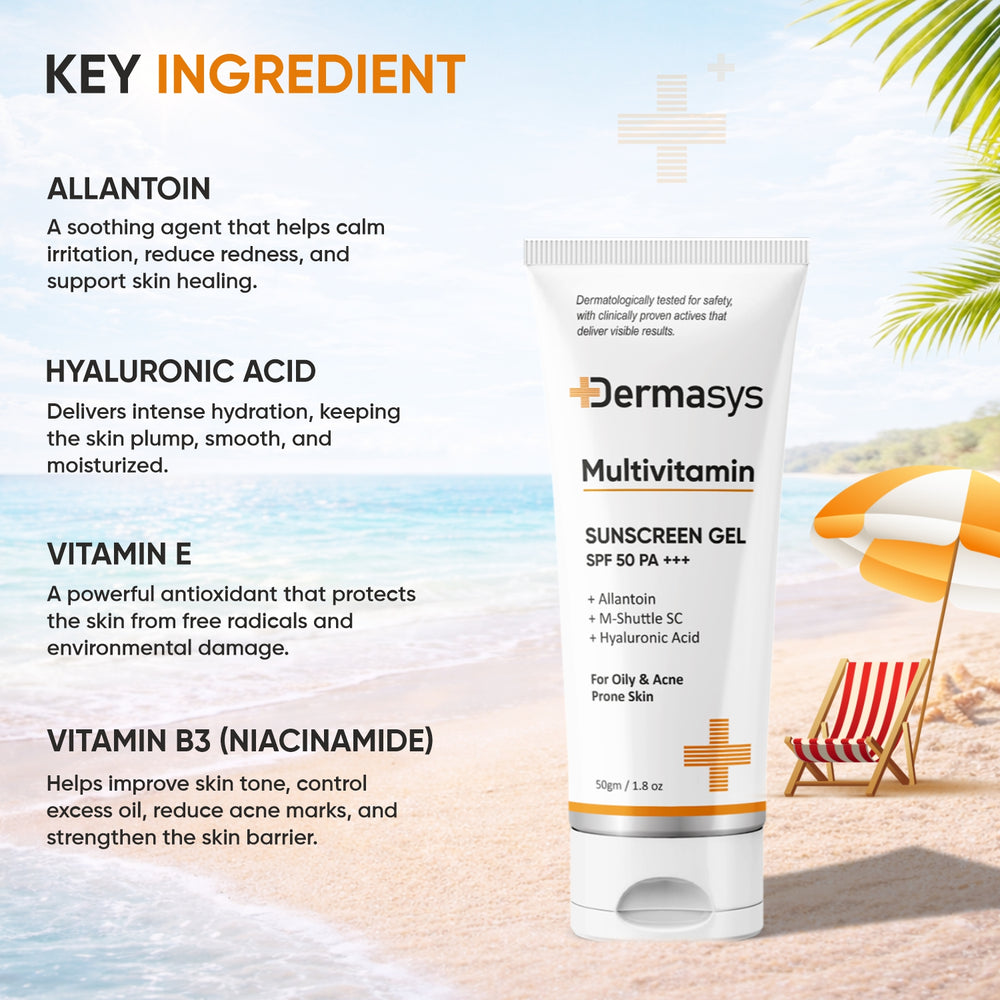 Derma sunscreen gel SPF 50 PA+++ for oily skin lightweight sunblock gel non comedogenic daily use sunscreen