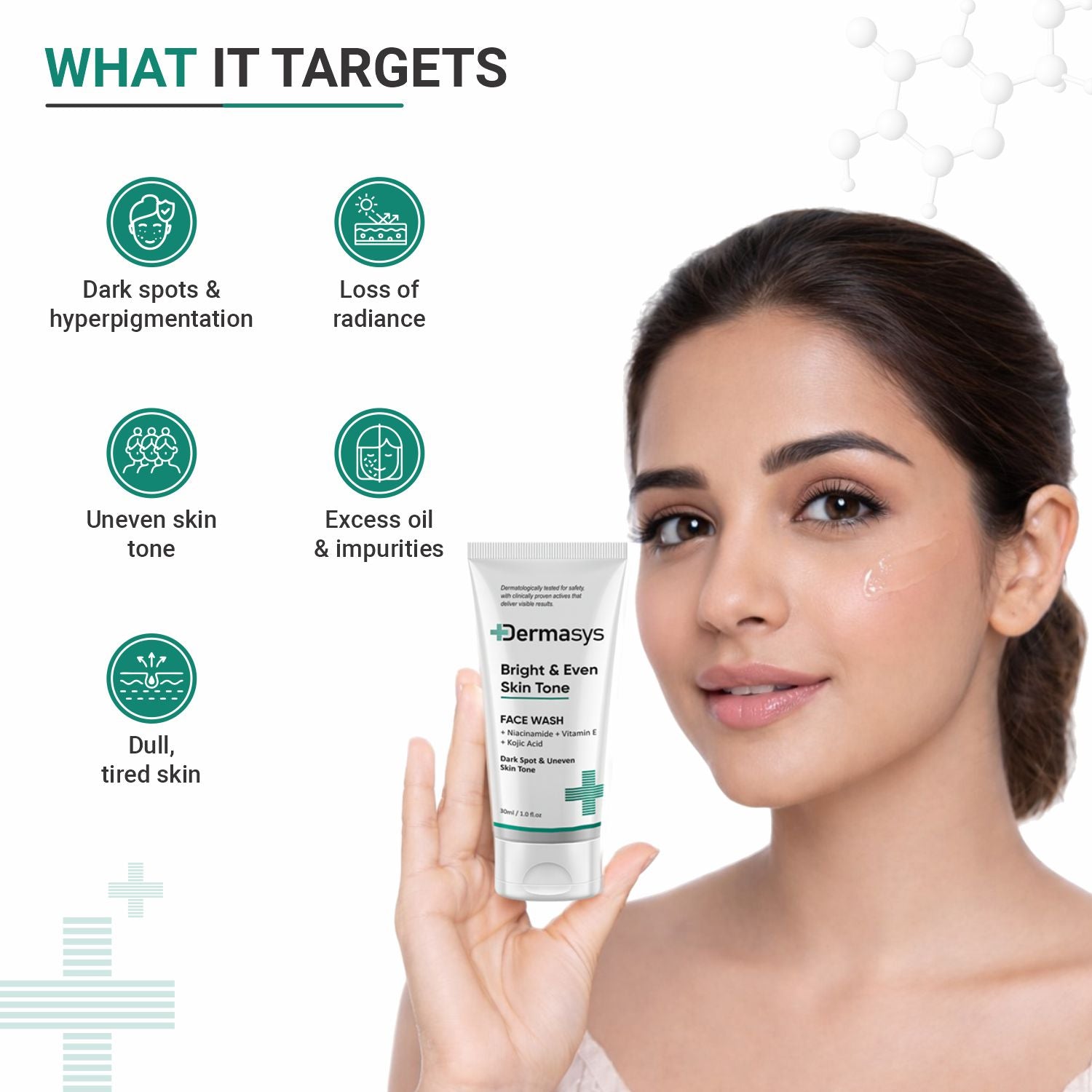 Dermasys glowing skin face cleanser that improves skin tone and boosts radiance