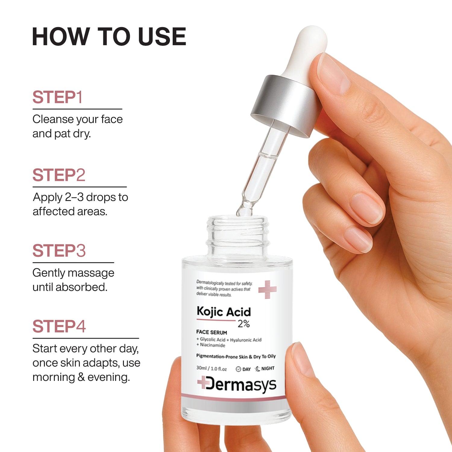 Lightweight Kojic Acid Brightening Serum for Sensitive Skin Daily Use – Dermasys 30ml