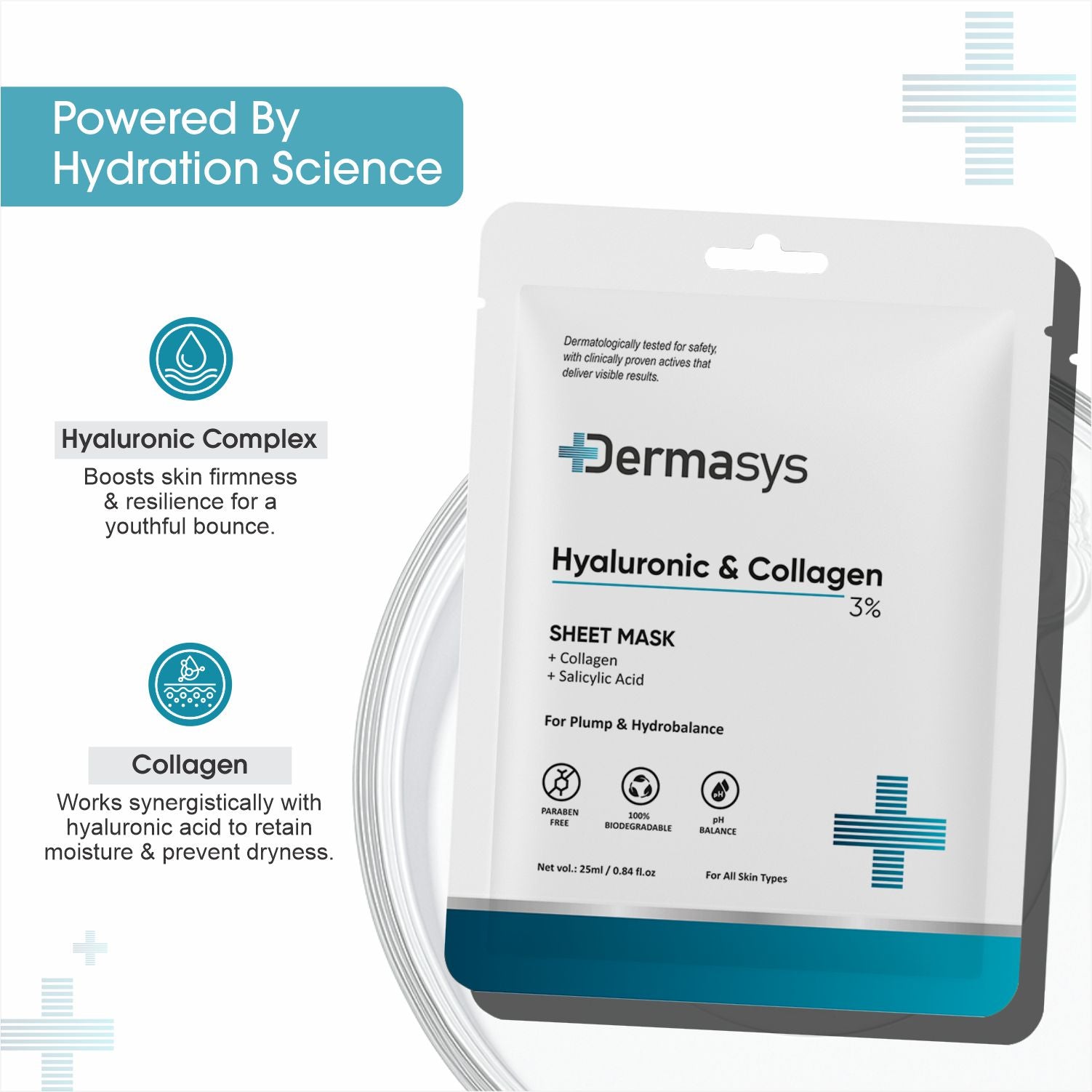 Hyaluronic Collagen Face Mask for fine lines and firming – improves skin elasticity, Dermasys