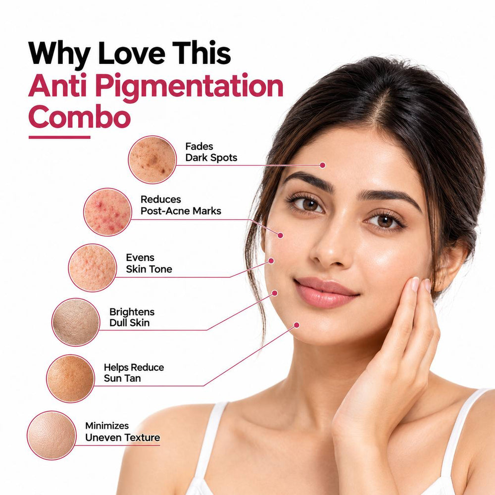 Kojic Acid Anti Pigmentation Combo benefits for dark spots, post-acne marks and uneven skin tone
5.