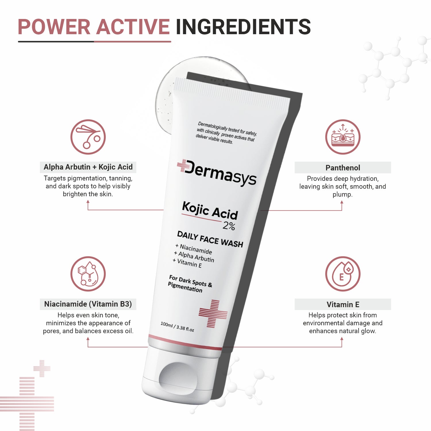 Dermatologist recommended Kojic Acid Face Wash with Alpha Arbutin and Vitamin E – Dermasys