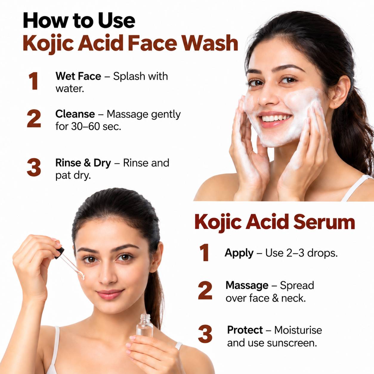 How to use Dermasys Kojic Acid Face Wash and Serum Combo for dark spots and pigmentation
2.