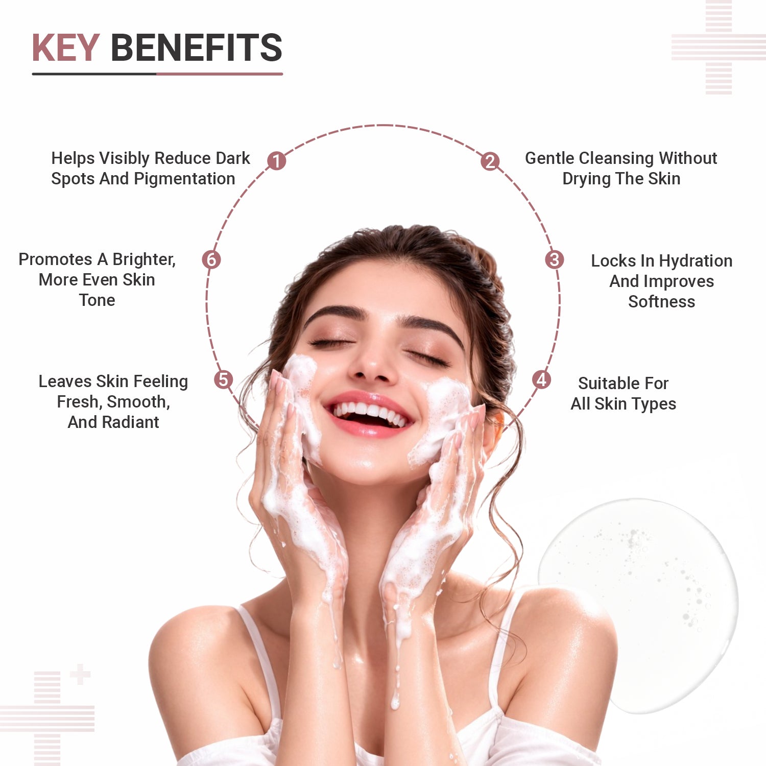 Kojic acid face wash for hyperpigmentation and glow helps fade discoloration and promotes brighter even skin tone