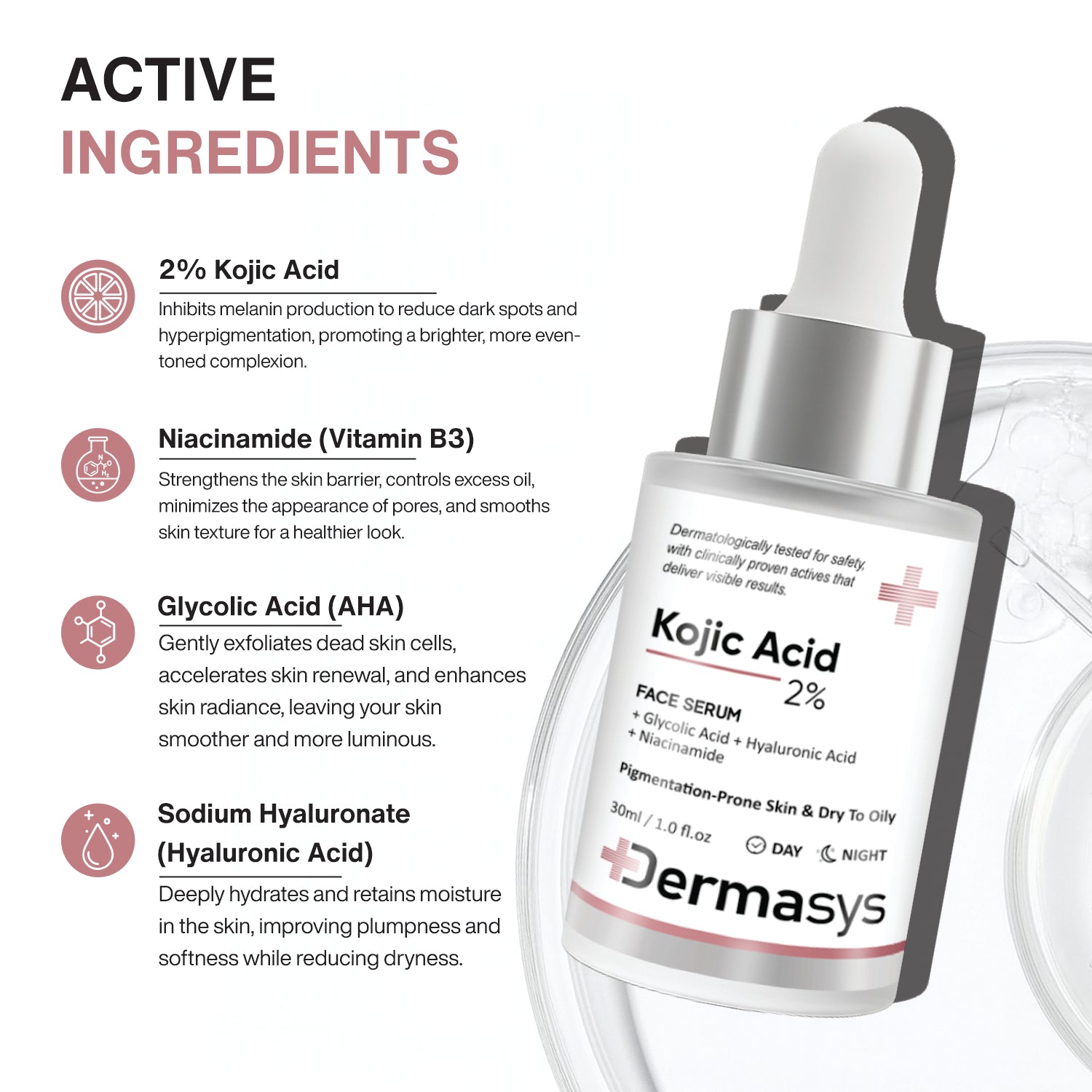 2% Kojic Acid Serum for Pigmentation, Dark Spots and Uneven Skin Tone – Dermasys 30ml