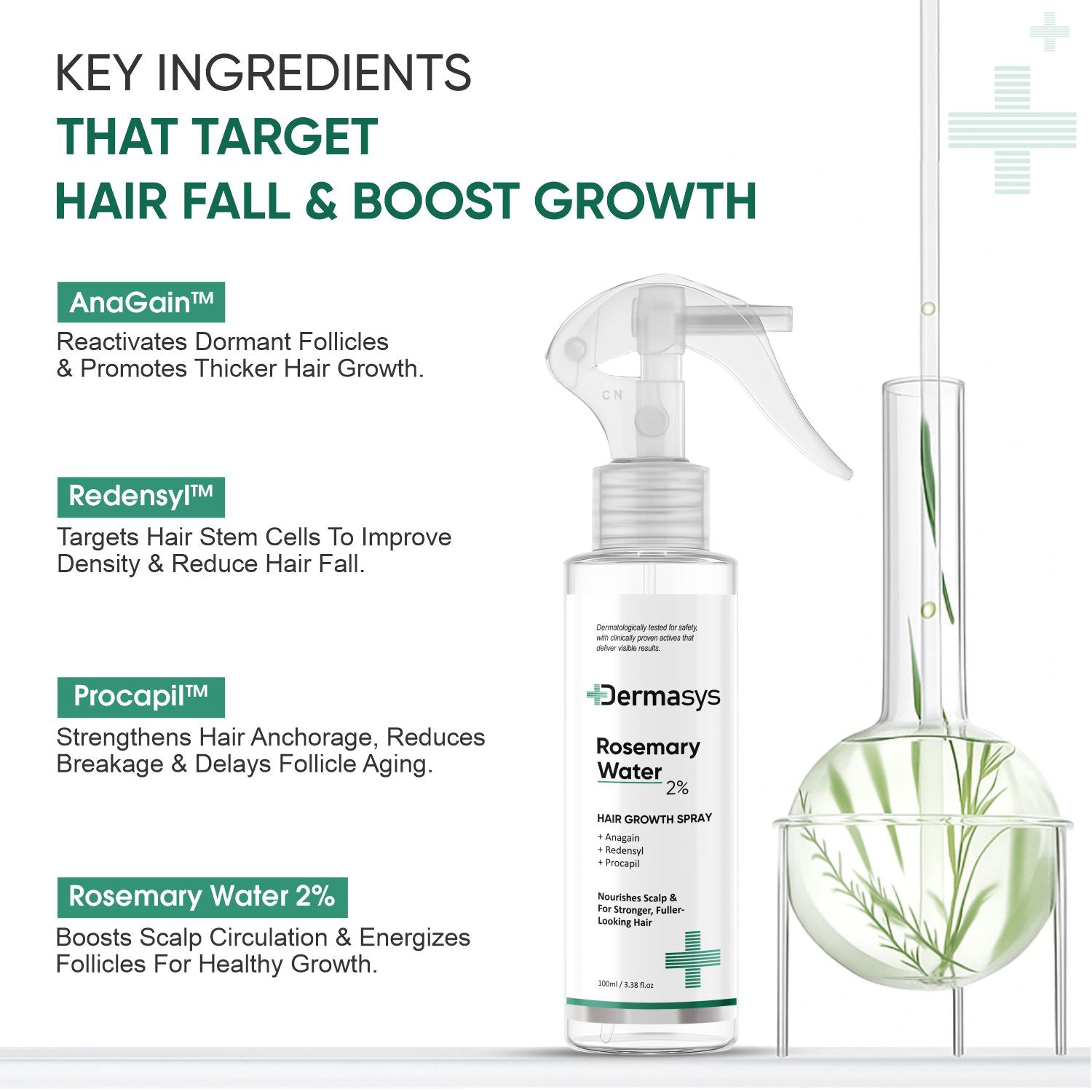 Rosemary Water Spray for hair growth and thinning hair – leave-in formula by Dermasys