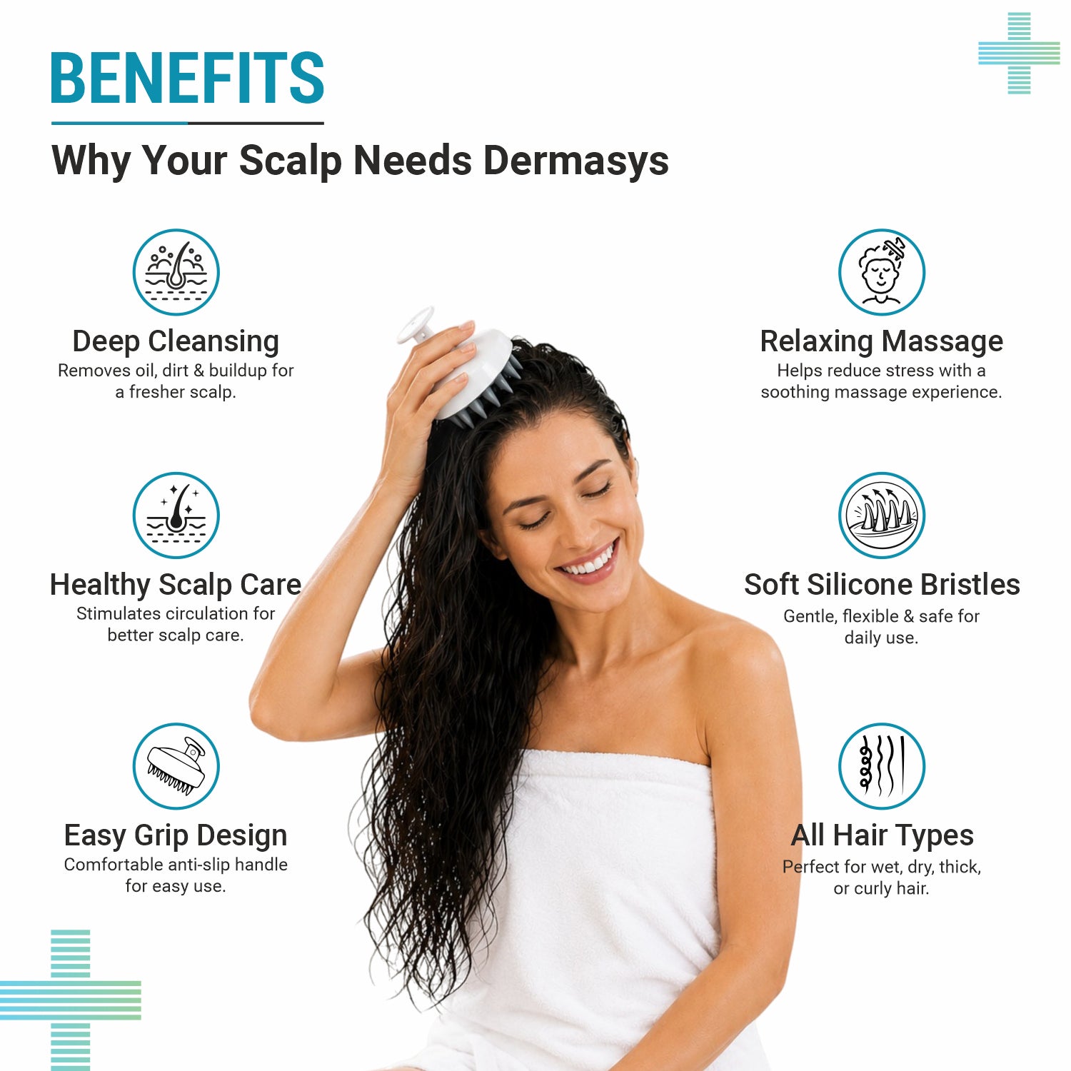 Benefits of scalp massager for dandruff flakes, deep cleansing, soft bristles and all hair types