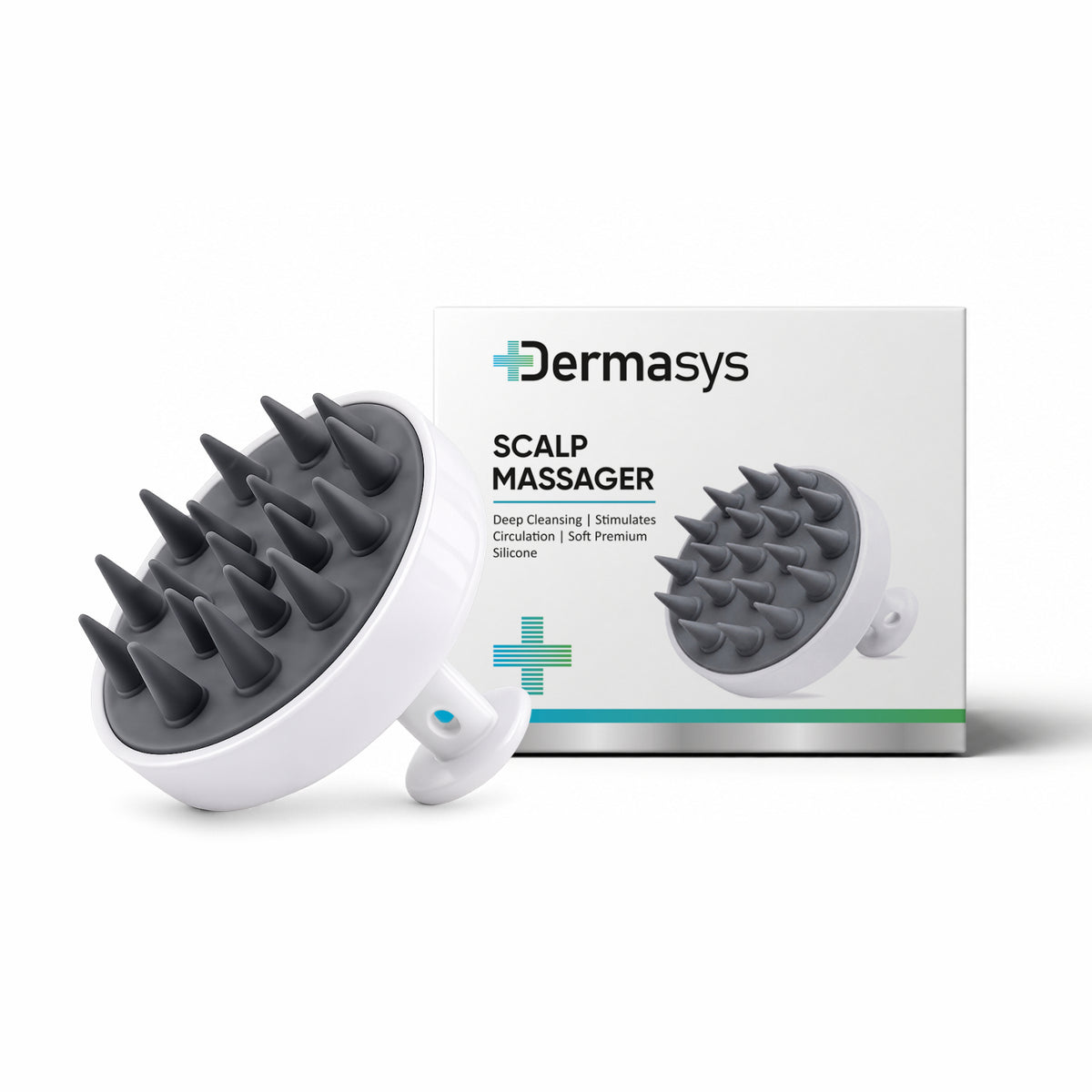 Dermasys scalp massager brush with soft silicone bristles for hair wash and scalp care