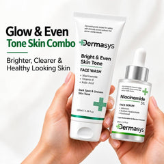Dermasys skin brightening combo with 5% niacinamide serum and brightening face wash for dark spots and uneven skin tone