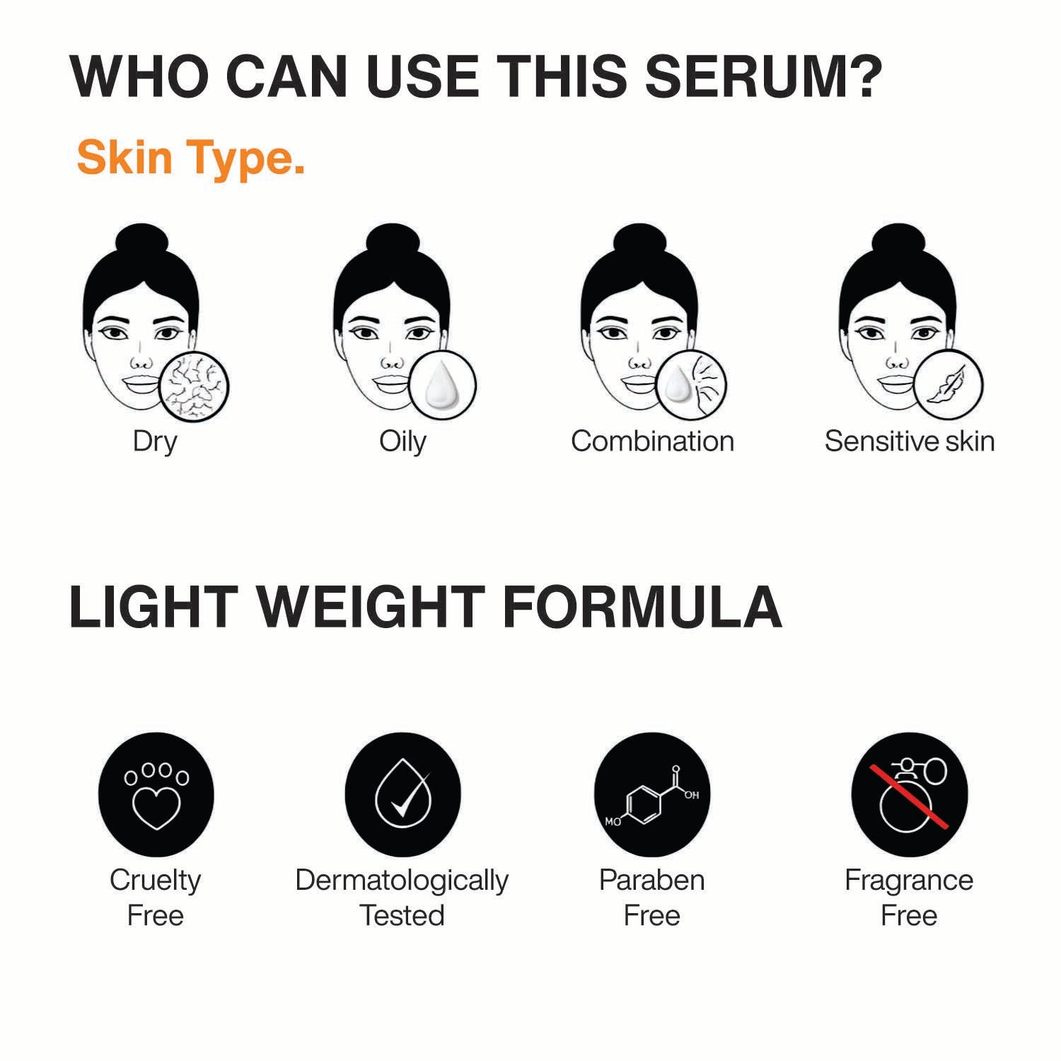 Vitamin C serum suitable for oily skin and dry skin with lightweight texture