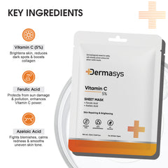 Vitamin C Face Sheet Mask for dark spots and uneven skin tone – Dermasys 25ml