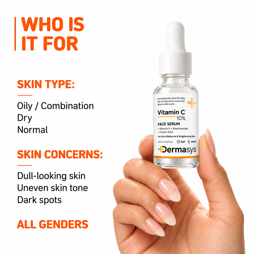 Dermasys Vitamin C serum for oily, dry, normal and combination skin, suitable for men and women